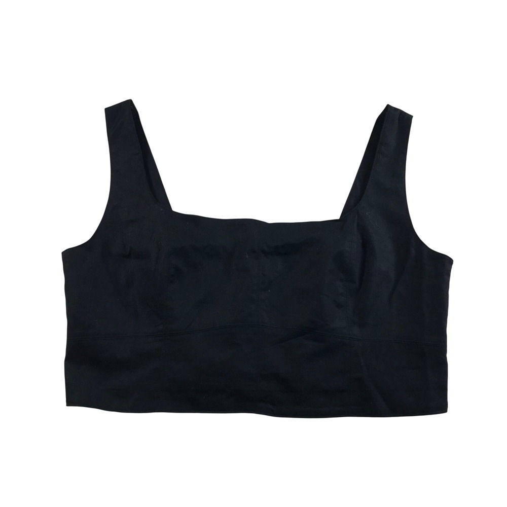 Banana Republic Black Linen Blend Smocked Back Crop Top Size 20 701898-00-1